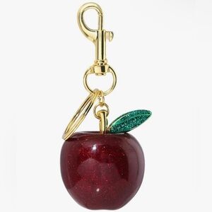 Red Apple Keychain with Gold Accents